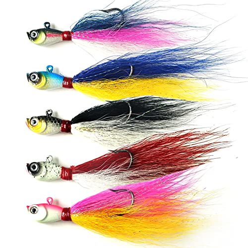 3/8oz Fishing bucktail jig fluke Lure Saltwater Freshwater Assorted kit