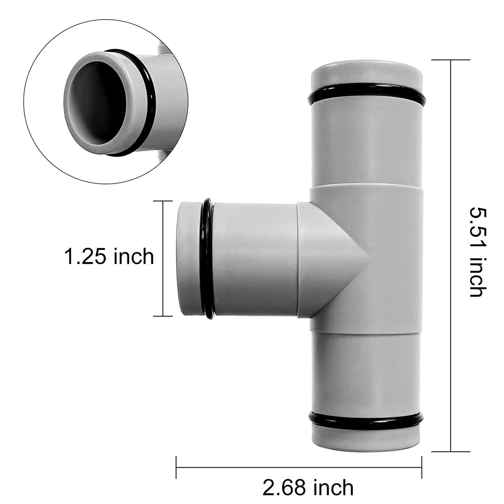 Dia 1-1/4" (32 mm) Conector de manguera de piscina sobre el suelo, adaptador de manguera de bomba de piscina de 1.25, adaptador de piscina de 3 interfaz, gris