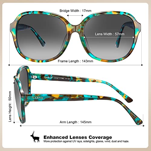 CARFIA Large Curved Acetate Polarized Sunglasses for Women UV Protection, Retro Fashion Ladies Shades Driving Safety Eyewear3