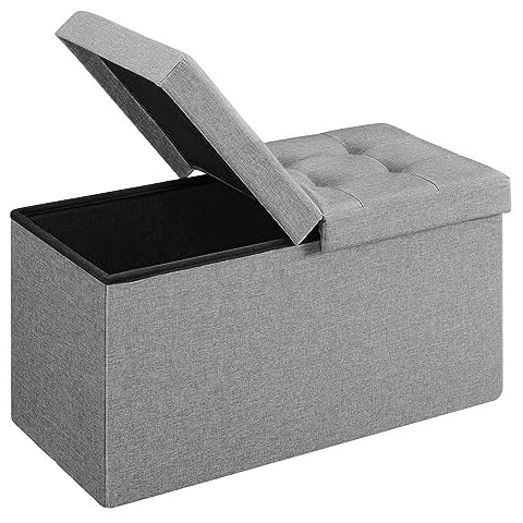 SONGMICS Light Grey Storage Ottoman with Lid Cover