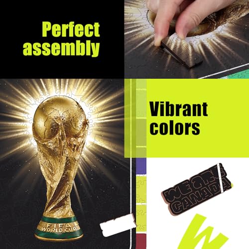 Image of FIFA 2026 World Cup Trophy Wooden Puzzle 5MM Thick Officially Licensed Jigsaw Puzzle 200 Pieces Premium World Cup Memorabilia Collectible Wall Art Gift for Football Fans