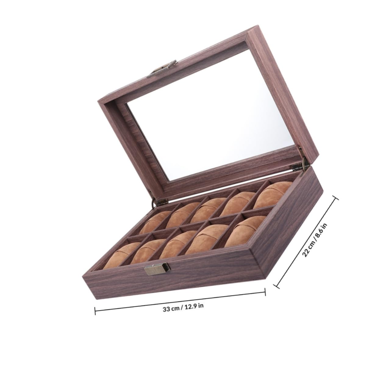 Scatola Porta Orologi 10 Scomparti in Pelle Pu Effetto Legno, Coperchio Trasparente per Facile Identificazione, per Uso Personale e Professionale