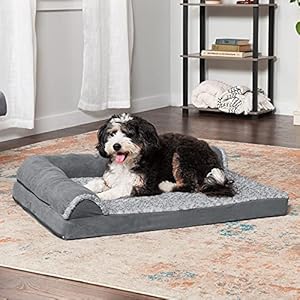 Furhaven-Orthopedic-Dog-Bed-for-LargeMedium-Dogs-w-Removable-Bolsters-Washable-Cover-For-Dogs-Up-to-55-lbs-Two-Tone-Plush-Faux-Fur-Suede-L-Shaped-Chaise-Stone-Gray-Large - Cucciolini Doodles   Furhaven-Orthopedic-Dog-Bed-for-LargeMedium-Dogs-w-Removable-Bolsters-Washable-Cover-For-Dogs-Up-to-55-lbs-Two-Tone-Plush-Faux-Fur-Suede-L-Shaped-Chaise-Stone-Gray-Large