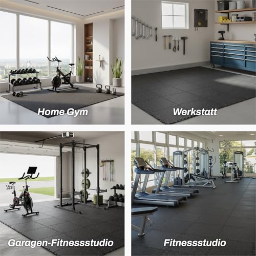 AIRHOP-6-Matten-60x60x14cm-Extra-Dicke-Robuste-Gummierte-rutschfeste-Puzzlematte-Geeignet-Fuer-Fitnessstudio-Und-Heimfitness-Schwere-Trainingsbelastung-Bodenschutzmatte-Fitness-Schwarz - Sparfuchs24.io - Preisvergleich & Top Angebote Online