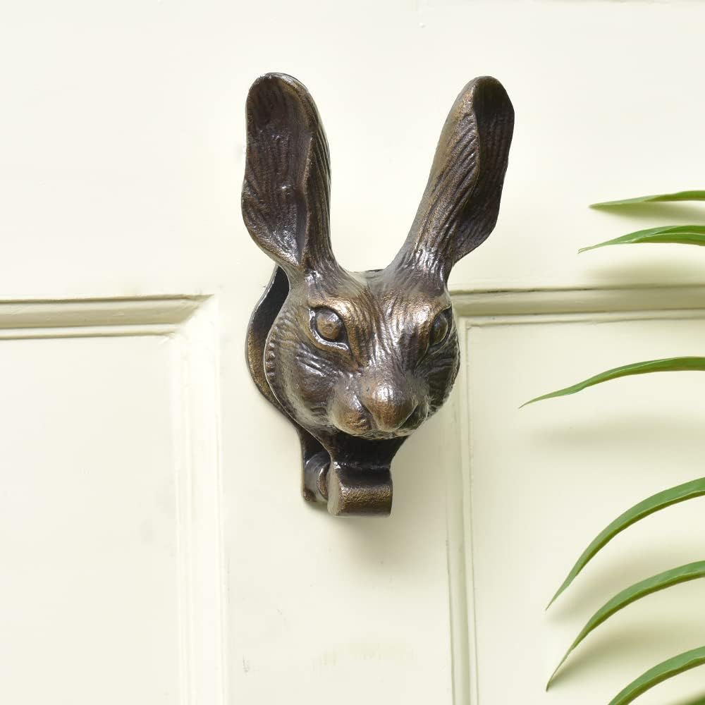 Indian Shelf Rabbit Face Iron Door Knockers for Front Door - Georgious Entrance Door Decoration Items for Home - Antique Antique Door Bell - 8.25 Cm