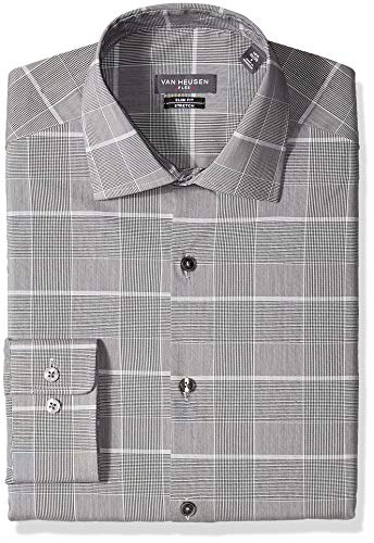 Van Heusen Men's Dress Shirt Slim Fit Flex Collar Stretch Check, Berber, 15.5