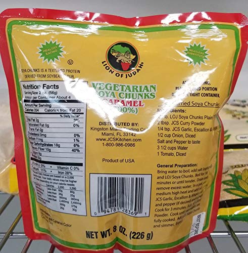 2 x Lion of Judah Vegetarian Soya Chunks Caramel 8oz - image 2