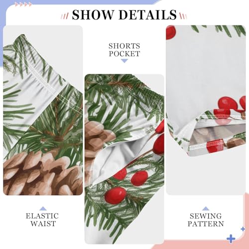 Pine Cone and Berry Boys Long Pants Soft Trousers Elastic Waist Kids Lounge Bottoms with Pockets S-XL4