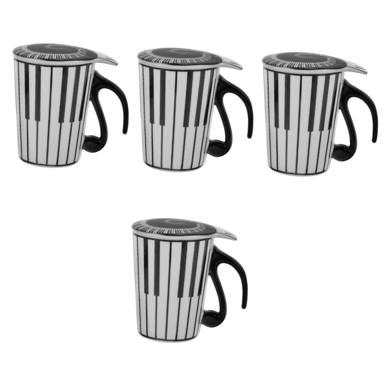 Lurrose 4pezzi Tazza Ceramica Con Design Pianoforte Bicchiere Decorativo Per Caffè e Tè Per Ufficio e Casa Idea Per Amanti Della Musica