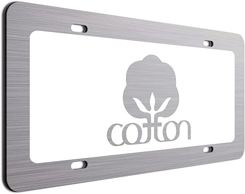 Placa de matrícula de algodón blanco con sello ACM de aluminio cepillado para automóvil, disponible en varios colores. Perfecto para agricultores