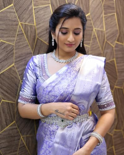 Image of C J Enterprise Women's Banarasi Saree Pure Kanjivaram Style Silk Saree With Blouse Piece for Wedding (Shiv-1)