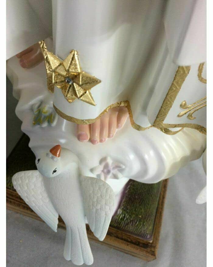 Generico ArteSacraCaravaggio Statua della Madonna di Fatima cm 115 (45,27 inches) in vetro resina con occhi in vetro decorata a mano di produzione artigianale
