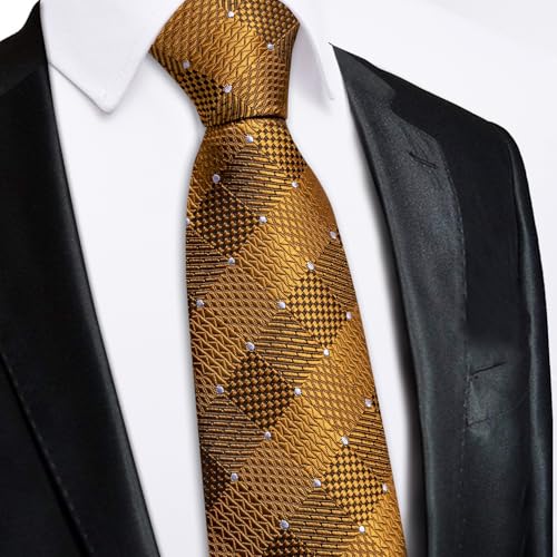 Image of Hi-Tie Zipper Ties for Men Pre-tied Tie Set Lapel Pin Pocket Square and Cufflinks Formal Business Wedding Adjustable Necktie