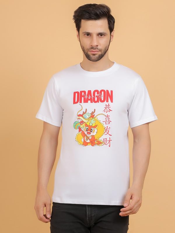 Image of 3AGES Enterprises Solid Men Round Neck Half Sleeve Tshirt | Cotton Blend |Regular Fit T-Shirts |T-Shirts for Men-White