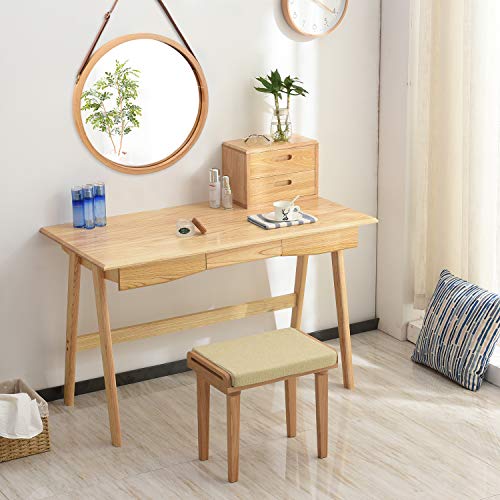 Hanging Round Wall Mirror in Bathroom & Bedroom - Solid Bamboo Frame & Adjustable Leather Strap (Bamboo, 17-3/4") - Image 2