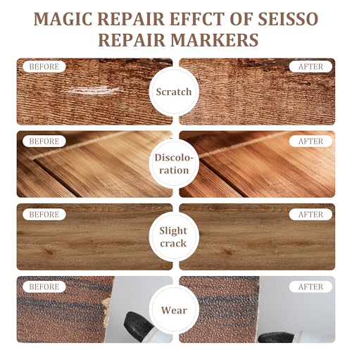 Image of New Upgrade Furniture Pens for Touch Up, 12 Colors Wood Scratch Repair Markers, Professional Repair Tools for Stains, Scratches, Wood Floors, Tables, Bedposts
