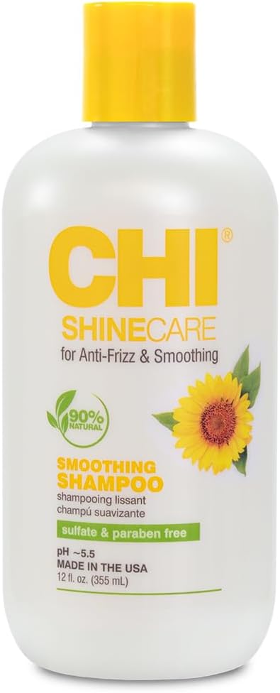CHI ShineCare Smoothing Shampoo, Transforms Dull Hair Adding Instant Shine And Hydration, Sulfate, Paraben, & Cruelty-Free, 12 Oz