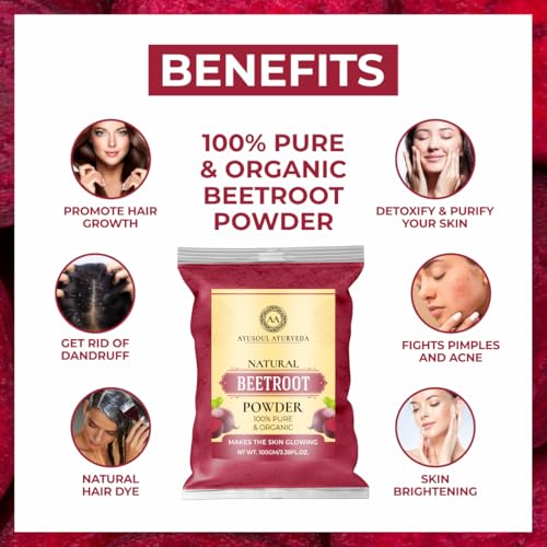 Image of Natural Face Pack Powder for Glowing Skin | Herbal Face Mask Powder for Deep Cleansing, Skin Brightening & Healthy Looking Skin (Beetroot Powder)