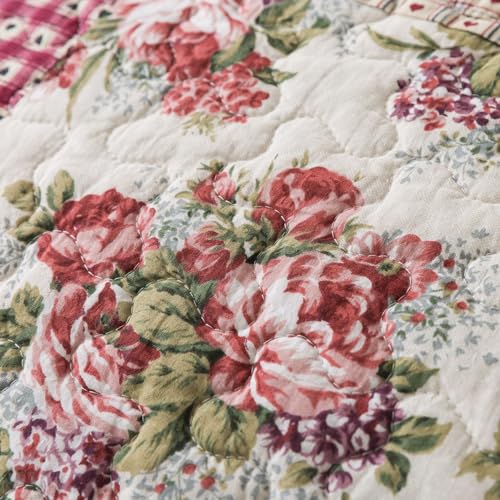 Slpr C8-21BP-28QH Country Roses Patchwork Cotton Pieced Quilt Set - Queen Size With 2 Shams, French Country Style Floral Bedding thumb #2