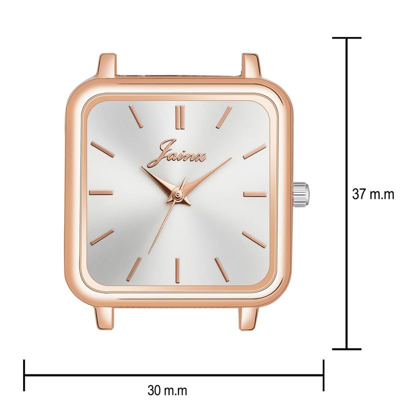 Image of jainx Square Dial Rose Gold Mesh Chain Analog Wrist Watch for Women (Rose Gold /Brown /Black /Silver /Green Color Dial)