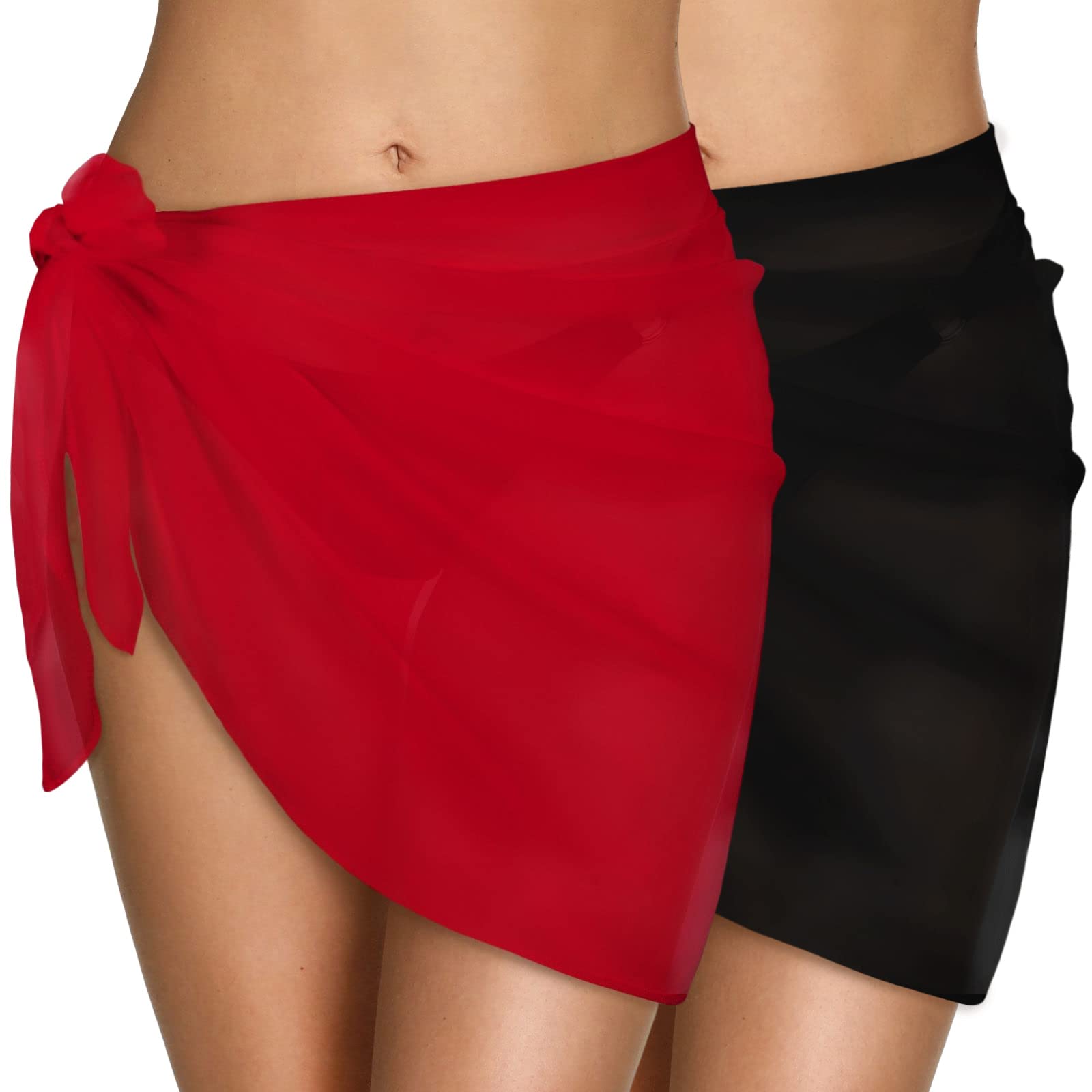 Xnova Strand Wrap Sarong Damen, Chiffon Vertuschung Wickelröcke, Kurz Bikini Rock Cover up, Strandtuch Strandkleid Tücher Wickelrock Badeanzug Sexy für Urlaub Sommer