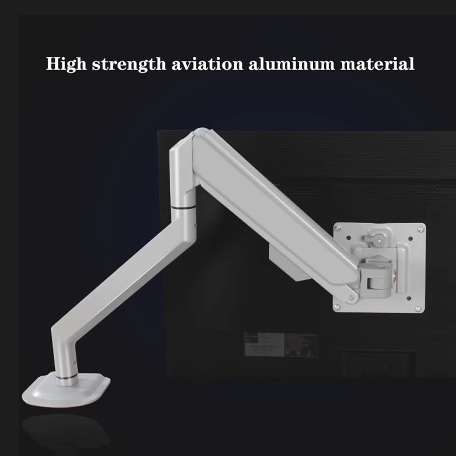 Support d'écran Bras de moniteur simple, support de moniteur simple à ressort à gaz jusqu'à 32" et 19,8 lb, support de bureau de bras de moniteur réglable en aluminium avec pince en C et base à œillet