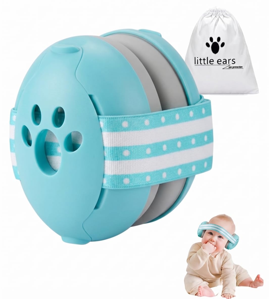 NAYEZH ﻿Baby Ear Defenders for 0-36 Months, 25dB Noise Cancelling Baby Ear Muffs, Soft Adjustable Hearing Protection Headphones, Infant Travel Essentials for Airplane Sleeping (Blue)