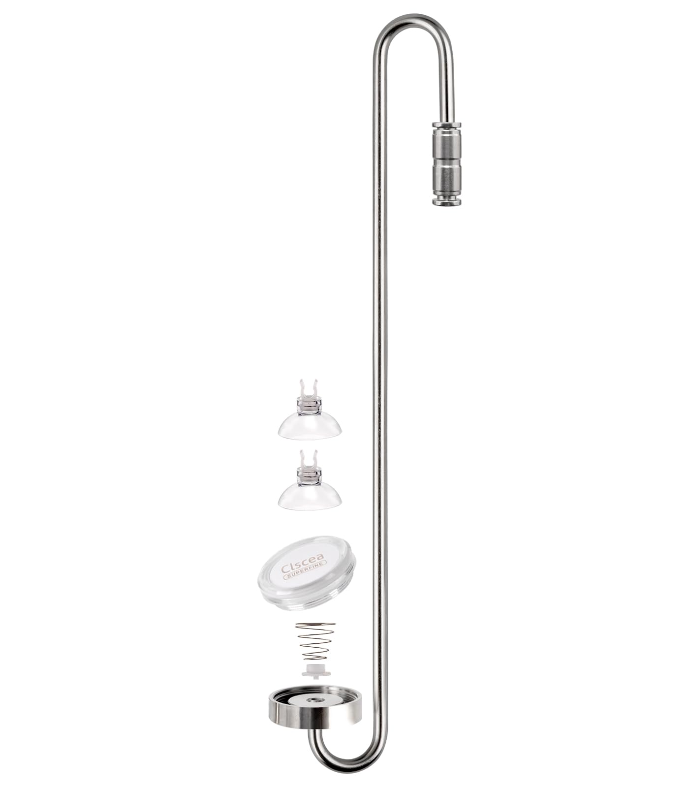 Diffuseur de CO2 en acier inoxydable pour aquarium, atomiseur de CO2 avec clapet anti-retour intégré et disque remplaçable pour aquarium 40 cm (L)