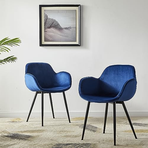 Lechamp - Juego De 2 Sillas De Comedor De Terciopelo Con Reposabrazos Y Respaldo Para Cocina, Salón, Dormitorio, Sala De Estar, Silla De Bañera Con Asiento Suave Tapizado, Color Azul Lechamp - Juego De 2 Sillas De Comedor De Terciopelo Con Reposabrazos Y Respaldo Para Cocina, Salón, Dormitorio, Sala De Estar, Silla De Bañera Con Asiento Suave Tapizado, Color Azul