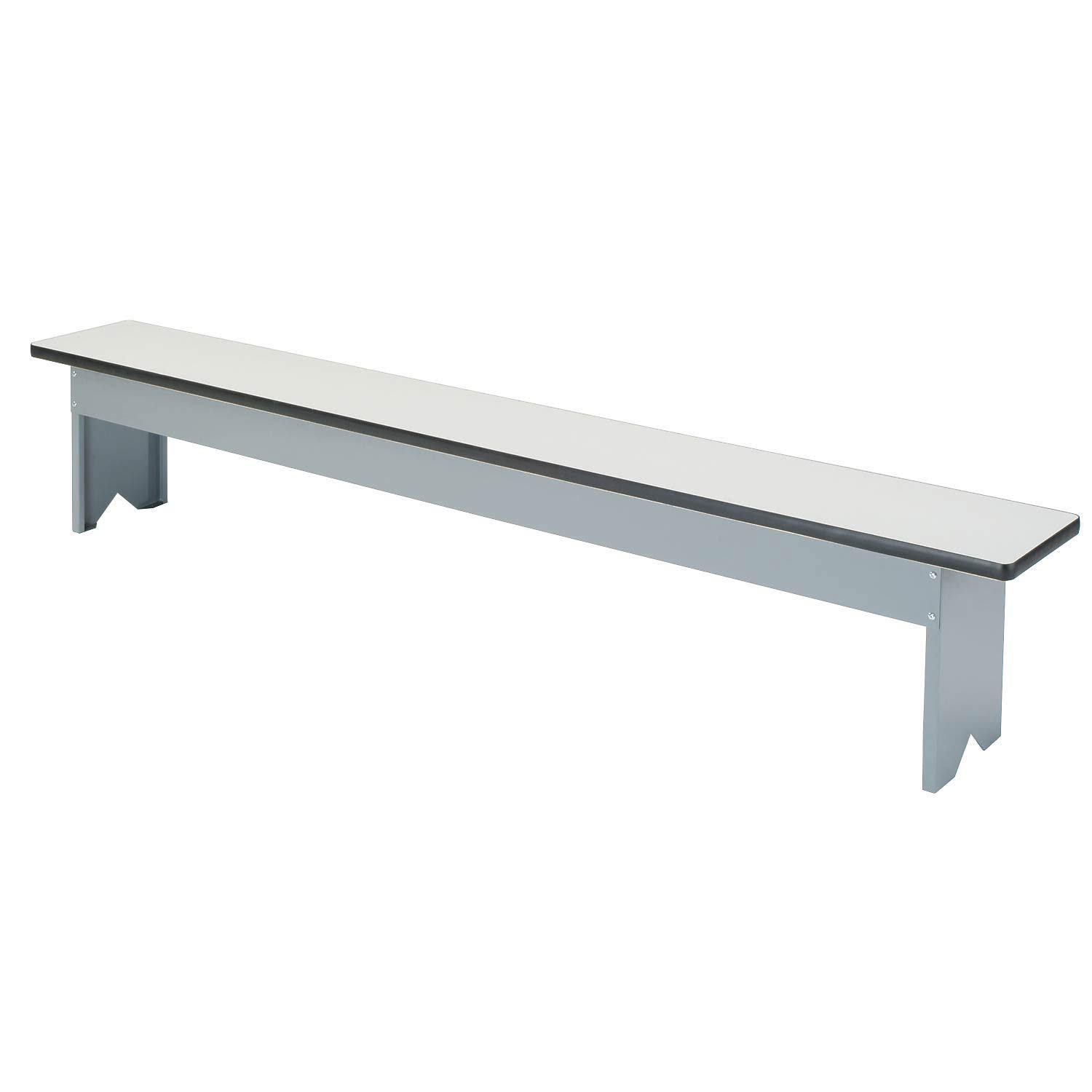 Global Industrial Free Standing Locker Bench Plastic Laminate Top w/Steel Pedestals, 72"W x 12"W x 18"H