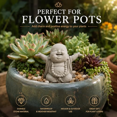 Estatua buda de piedra arenisca para decoración Feng Shui miniatura 4