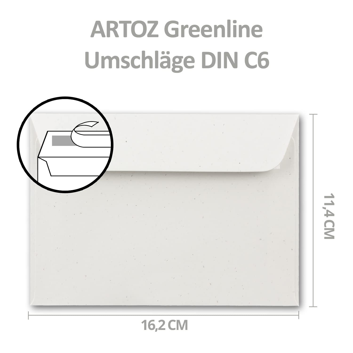 ARTOZ - 500 buste formato DIN C6, 11,4 x 16,2 cm, senza finestra, con chiusura adesiva e striscia adesiva, serie Greenline