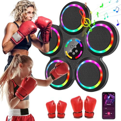 Music Boxing Machine, LED Máquina de Boxeo Musical con 2 Guantes,...