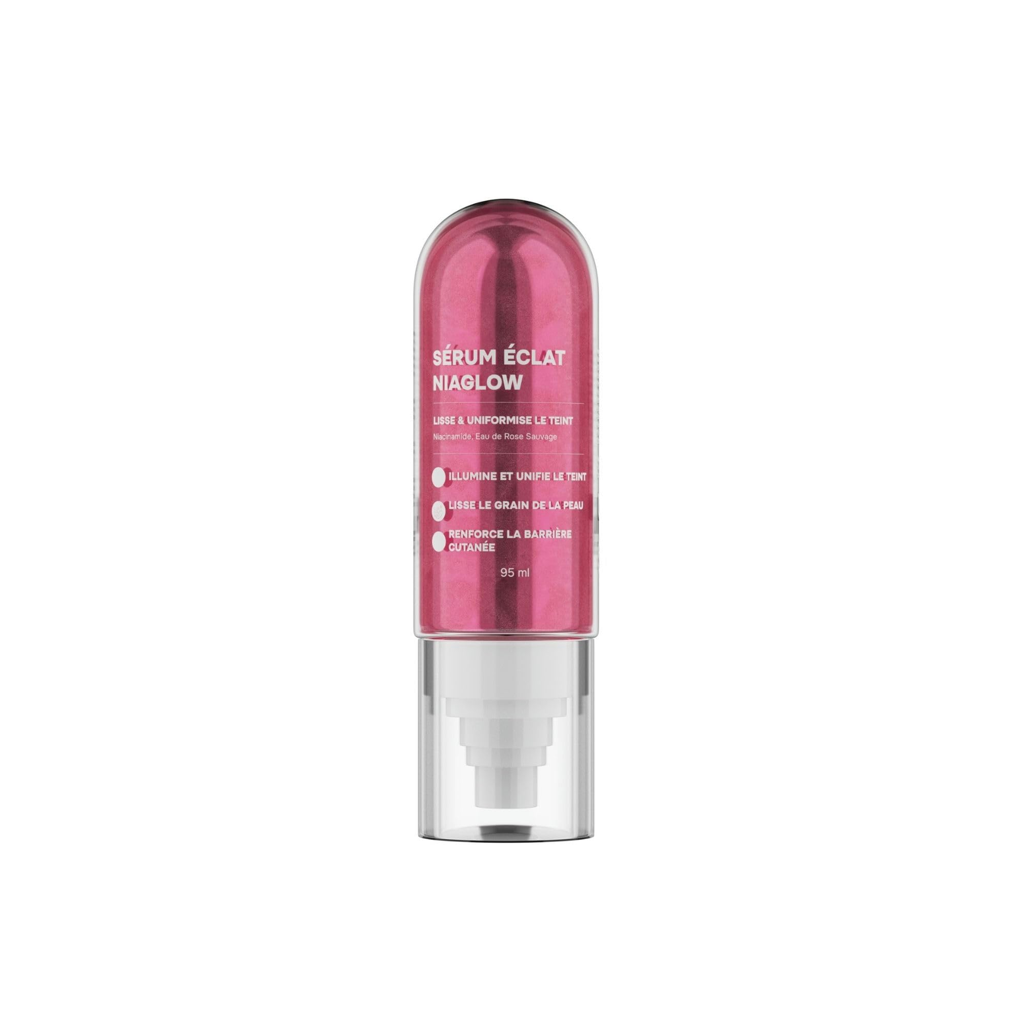 Sérum Éclat NiaGlow - Soin de la Peau Illuminateur de Teint - Lisse le Grain de Peau - Peaux à Imperfection - Niacinamide, Eau de Rose Sauvage - Korean Cosmetic Research - 95 ml