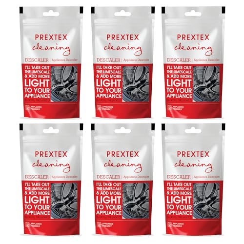 Image of Prextex Descale Compatible For All Washing Machine Front Load and Top Load, Cleaning Powder, Descaling Powder, Remove Odours and Buildup, Drum Cleaner 100 gram(100 g (Pack of 6))