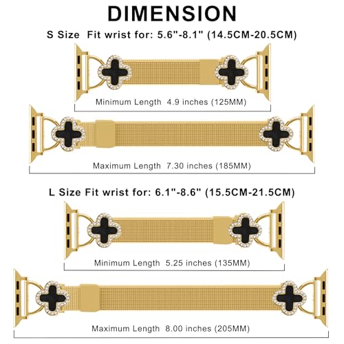 Joyozy Slim Metal Band Compatible with Apple Watch Band 38mm 40mm 41mm 42mm 44mm 45mm 46mm 49mm Skinny Magnetic Strap with Bling Charms, Cute Stainless Steel Band, Dressy Thin iWatch Bracelet for Women