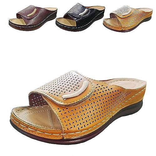 Peep Toe Hollow Out Orthopedic Slippers, Women's Comfy Orthopedic Platform Sandals, Orthopedic Slippers for Women with Arch Support