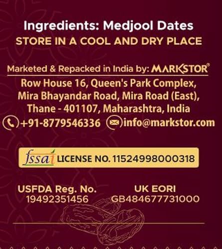 Image of Markstor Fresh Premium Medjool - King of Dates - 1 Kg [500g x 2] - Topmost Medjool graded A Plus
