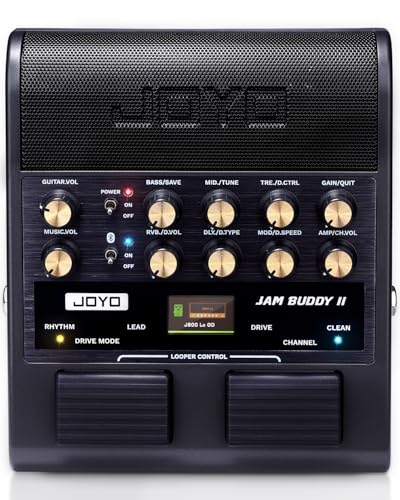 JOYO Ampli Combo Guitare 10W Portable avec Pédale Multieffets - 14 Modèles d'Ampli, EQ 3 Bandes, 36 Rythmes & Looper, Enregistrement OTG, Bluetooth (Jam Buddy II, Noir)
