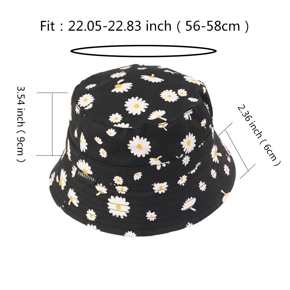 Unisex Bucket Hats for Summer Travel Beach Outdoor Sun Hat UPF 50+ (BT895-Black)