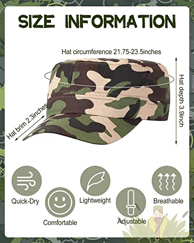 Image of Foaincore 8 Pcs Army Hats for Men Cadet Military Style Caps Cadet Hat Adjustable Unisex Washed Cotton Hats for Men Women Classic