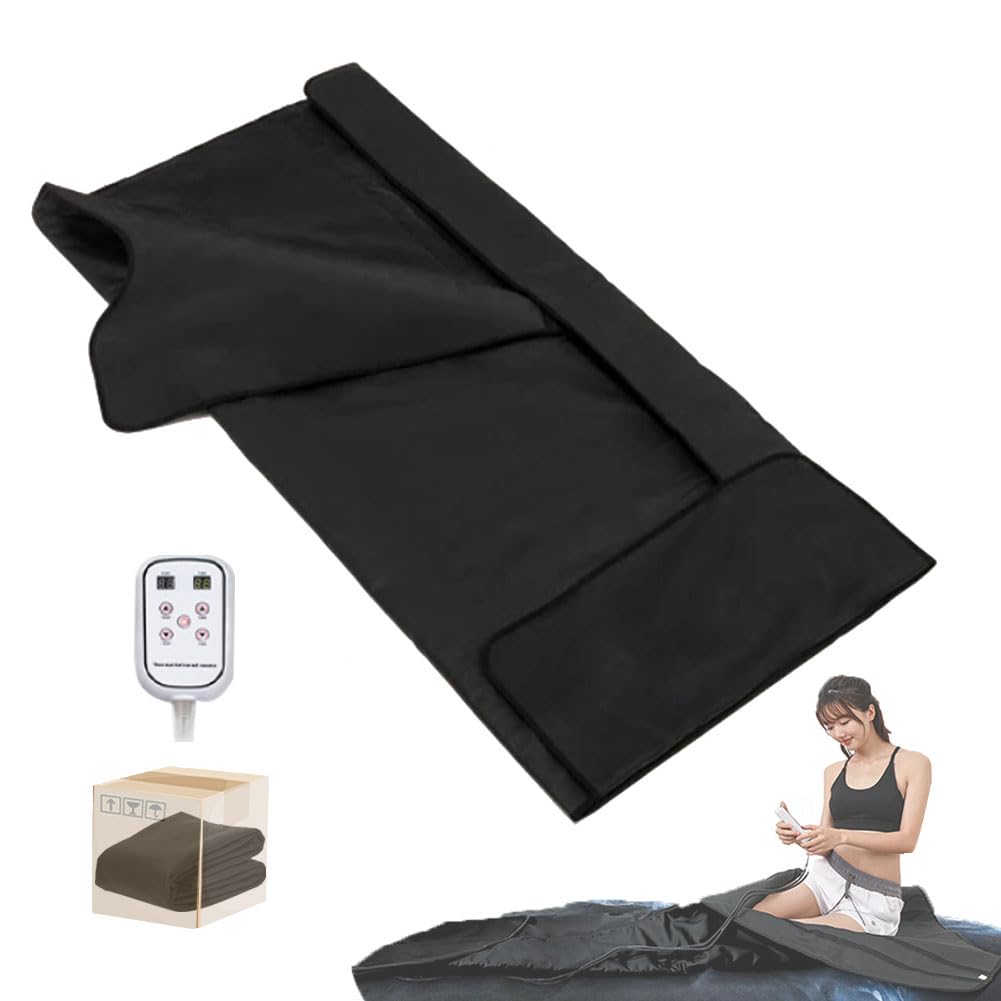 Coperta Sauna Portatile, Coperta Sauna con Telecomando Controllo della Temperatura Timer Regolabile Riscaldamento Riscaldamento in Fibra di Carbonio