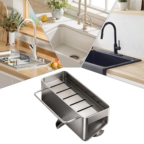 Soporte de esponja para fregadero con bandeja integrada para encimeras 5