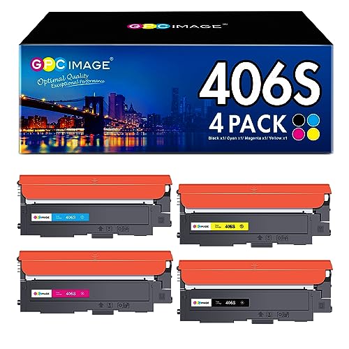 GPC IMAGE Tóner P406C compatible para Samsung CLT-P406C K406S para tóner Samsung Xpress C460W CLX 3305 C410W CLP 365 CLX 3300 CLX-3305W C460 C460FW CLT C406S Y406S M406S 406S Cartuchos de impresora (4
