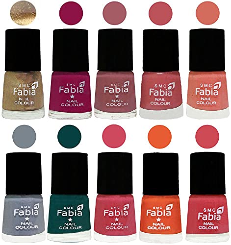 Image of ALL IN ONE (PACK OF 10), Long Lasting Glossy Nail Polish, 6 ml Each, All Vibrant Colours,01919