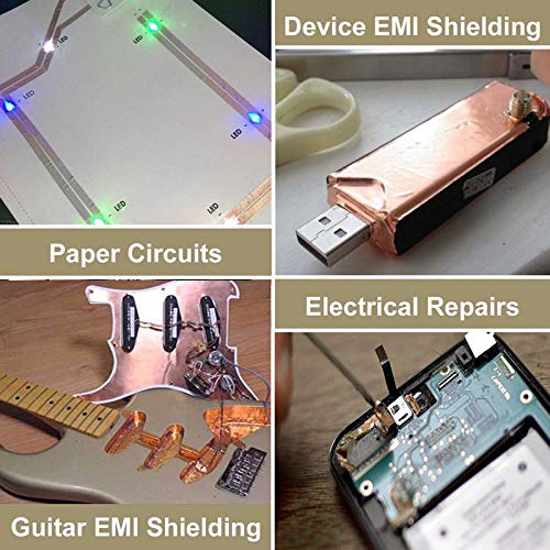 Smalloo 2pack 0.12in×66ft Double-Sided Conductive Copper Foil Tape with Adhesive for Guitar and EMI Shielding, Slug Repellent, Crafts, Electrical Repairs, Grounding - Thumbnail 5