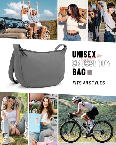 Image of Crossbody Crescent Bag for Women Men Trendy, Crescent Sling Bag with Adjustable Strap, 2 Zippers Lightweight