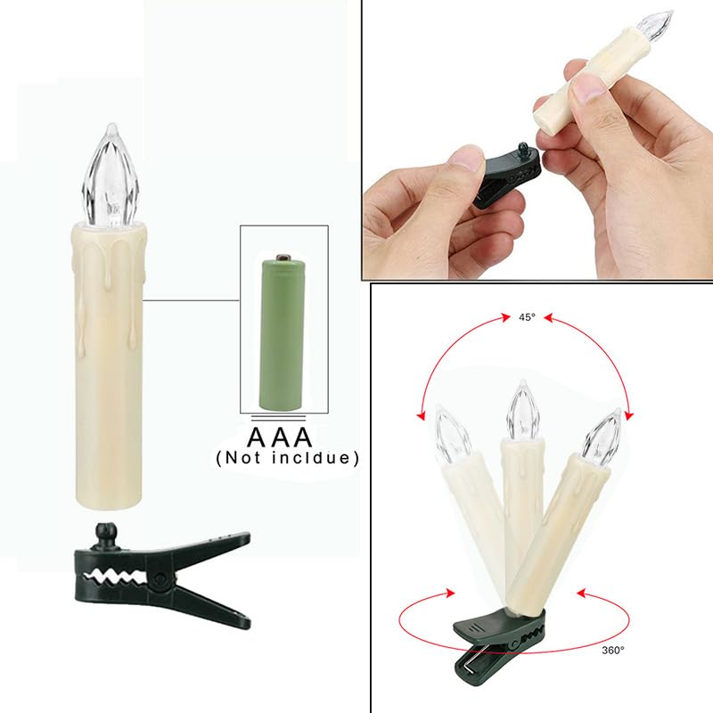 Image of 10PCS LED Flameless Taper Christmas Window Candles, Flickering with Remote, Battery Operated Xmas Tree Candles, Perfect for Home Decoration Hanging Candlesticks for Party Halloween Church Medium