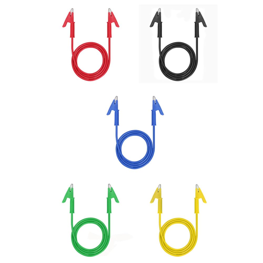 Toutes les couleurs (5 ensembles), double pinces crocodile, câbles de mesure électriques, isolation de batterie de voiture pour multimètre, fils de pontage et pinces crocodiles