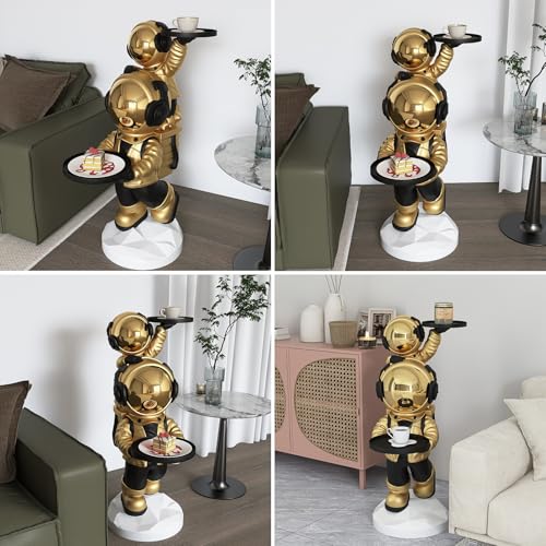 Figura grande de astronauta dorado con bandejas decorativas miniatura 6